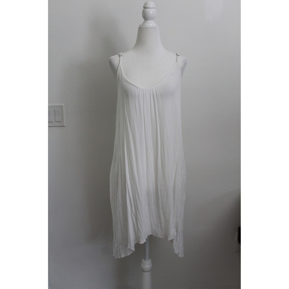 Elan White Gauze Mini Dress Womens Small Boho Low‎ Back Handkerchief Hem RG5088